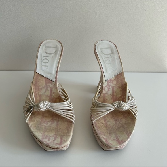 DIOR Y2K Vintage John Galliano Pink White Monogram Logo Trotter Platform sz 37 - Picture 12 of 12